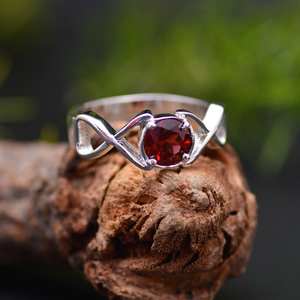 925 Sterling <b>Silver</b> Natural <b>Garnet</b> <b>Ring</b> Handmade Gemstone Jewelry Elegant Gift For Her Engagement Christmas - Product Image 2