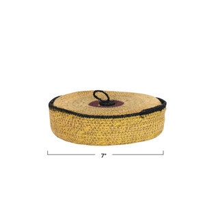Cestas de anidación de algas marinas tejidas a mano con rayas que incluyen tapa para almacenamiento - Product Image 2