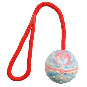 Balle avec ficelle en caoutchouc naturel 6 cm 30 cm pour chiens, jouet interactif - Product Image 3