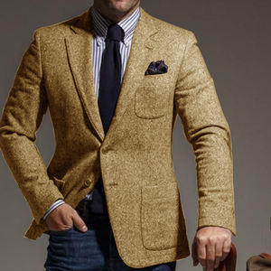 Blazer en laine à simple boutonnage pour homme de luxe, avec revers, pour les nouvelles occasions sociales - Product Image 5