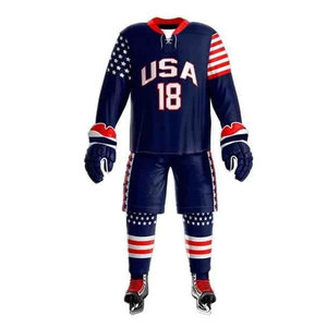 ชุดทีมกีฬาฮอกกี้น้ำแข็ง โพลีเอสเตอร์ เสื้อและกางเกงสำหรับฝึกซ้อม ขายส่ง เนื้อผ้านุ่ม ระบายอากาศได้ดี ทนทาน ชุดยูนิฟอร์มฮอกกี้น้ำแข็งแบบสั่งทำ - Product Image 6