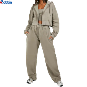 Women's Hooded <b>Tracksuit</b> Set Solid Color Full Length Sweatpants Loose Fit Casual Autumn Wear With Side Pockets - Product Image 2