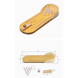 Handcrafted Wooden Tabletop <b>Bowling</b> Game Set With Mini Pins And Steel Ball Fun Portable Arcade Toy For Kids And Adults Enjoyment - Product Image 4