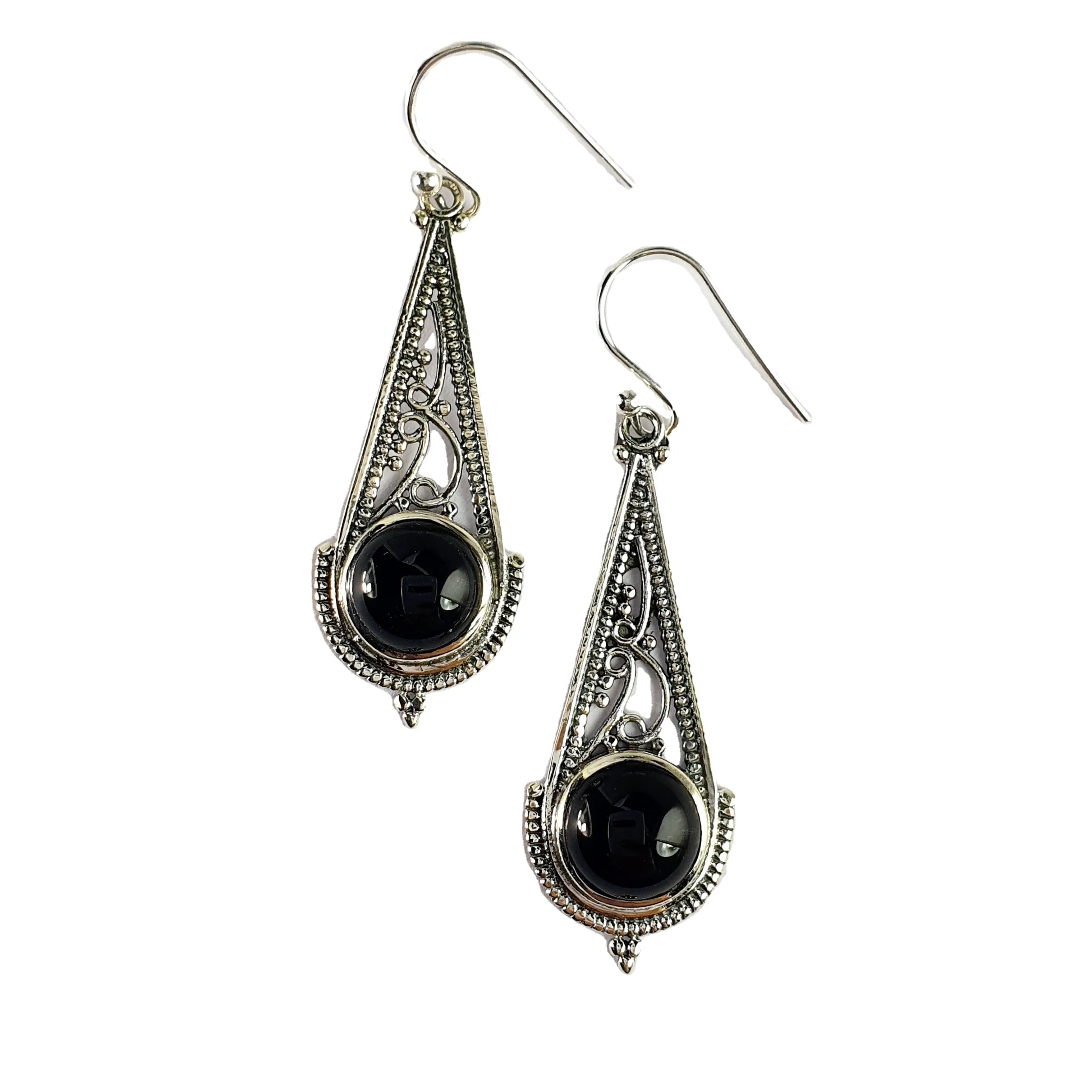 Quality Assured 925 Sterling Silver Black Onyx Gemstone Earrings Women's Fashionable Fine Jewelry Manufacturer From India