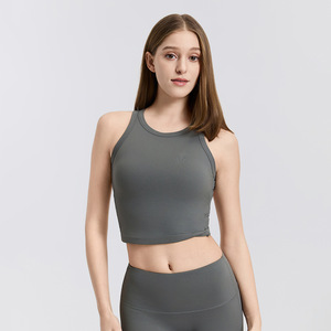 Ensemble de yoga 1 pièce pour femme, rose clair, col rond, bretelles convertibles, crop top taille mi-haute, extensible, sans couture sur le devant, respirant - Product Image 5