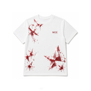 Trendy Red <b>Rhinestone</b> women's shirt Fade Star Texture Solid Tee DTG Customizable Versatile Styling Summer Glam Detailing Cotton - Product Image 2