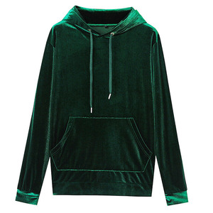 <b>Men</b> Embroidered Velvet Hoodies High Quality Anti-Wrinkle Breathable Eco-Friendly <b>Pullover</b> Lightweight Velour Pocket Hoodie - Product Image 1