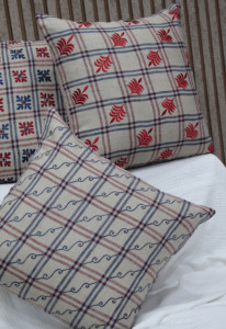 Blue Embroidered 100% Linen Cushion <b>Cover</b> Plaid Decorative Throw Pillow Case Elegant Home <b>Sofa</b> Decor Wholesale Manufacturer - Product Image 4
