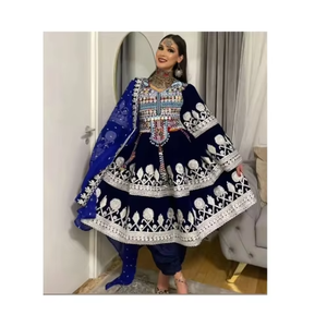 Robe pakistanaise afghane de style occidental simple et écologique pour mariage et fête, robe longue à manches longues faite à la main, tenue décontractée pour femmes - Product Image 6