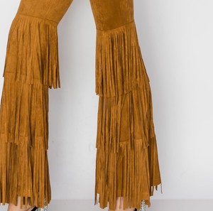 Pantalon en daim pour femme, cuir souple de luxe, coupe droite, taille haute, élégant, tendance, fournisseur en gros, personnalisation OEM ODM - Product Image 4