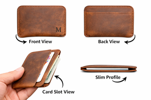 Cartera Corta de Cuero WRIZA con Decoración de Letras, Diseño Delgado, Duradera, Elegante y Compacta, Accesorio de Uso Diario para Hombres y Mujeres - Product Image 4