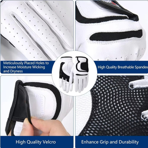Golf <b>Glove</b> Right Hand Genuine <b>Leather</b> Non-Slip Pull On Unisex White Sports - Product Image 2