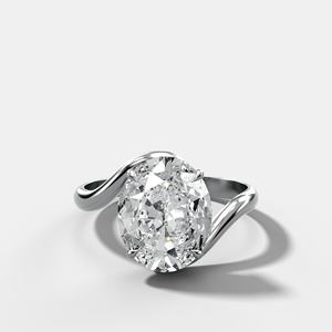 Anillos de Compromiso Curvos de 2 Quilates con Diamante Ovalado Cultivado en Laboratorio, Engaste de Garras, Joyería Minimalista de Boda Solitaria, Venta al por Mayor, Oro Sólido de 14K - Product Image 3
