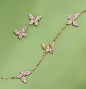 TAURUS JEWELS ต่างหูรูปผีเสื้อประดับเพชรทองคำเหลือง 1.4 กะรัต ทรงกลม ทรงเหลี่ยม สำหรับผู้หญิง สวมใส่ได้ทุกวัน สไตล์น่ารัก - Product Image 3