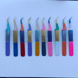 Pince à épiler professionnelle en acier inoxydable DANTRIC IMPLANTS, revêtement en poudre colorée, modèle DI-0043, 10 mm, pointe lisse pour sourcils - Product Image 2