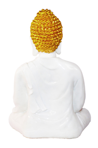Modern Ceramic Buddha Figure Round <b>Statue</b> with <b>Gold</b> Accents Handmade Eco-Friendly Asian Zen Art for Tabletop Living Room Decor - Product Image 3