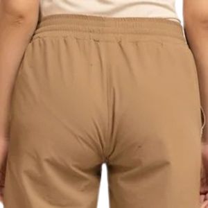 Women's Camel Brown Drawstring Pants Casual Straight Leg <b>Trousers</b> <b>with</b> Side Contrast Panels <b>Elastic</b> <b>Waist</b> Lightweight Relaxed - Product Image 4