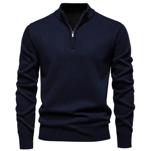 <b>Men's</b> Solid Color Quarter Zip Pullover <b>Sweater</b> Long Sleeve <b>Turtleneck</b> Knit Wool Acrylic Anti-Pilling Winter Wear - Product Image 3