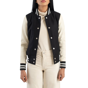 Unisex Cotton Varsity Jacket Solid Color Turn-down Collar Regular Sleeve Preppy Style Single Breasted Autumn Wear - Product Image 2