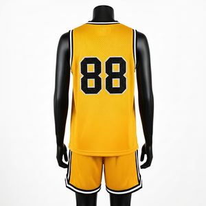 Premium Breathable Polyester <b>Mesh</b> Short <b>Set</b> Yellow Black Rib Stripe Panels Custom Sublimation Logo Sports Uniform Women's <b>Sets</b> - Product Image 2