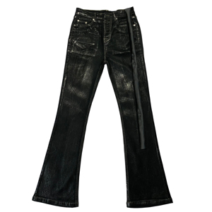 Jeans de Mezclilla Negros Desgastados de Cintura Alta y Corte Ajustado para Hombre, Pantalones Casuales de Pierna Recta de Algodón Lavado, Estilo Otoñal - Product Image 3