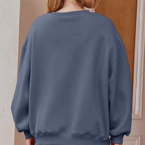 Plain Blank Solid Dear Custom Logo OEM ODM Drop Shoulder High Quality O Neck High Low Pullover <b>Vintage</b> <b>Sweatshirt</b> - Product Image 3