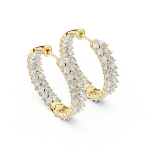 Pendientes de Aro con Diamantes Cultivados en Laboratorio, Corte Marquesa, 14K Oro Sólido, DEF VVS, 5.20 CTW, Baño de Rodio, para Novia, Boda, Joyería Fina - Product Image 4