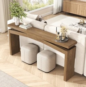 Mesa Consola Moderna de Madera Maciza con Base de Trípode, Almacenamiento para Entrada, Pasillo, Sala de Estar - Product Image 5