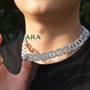 S925 Gold Plated Lab Grown Diamond Zircon Link <b>Chain</b> Necklace Hiphop Statement Jewelry Everyday Wear - Product Image 2