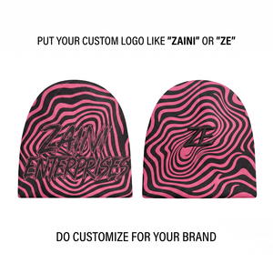Gorro de Punto Acrílico y Poliéster Premium, 280 GSM, Patrón en Espiral Rosa y Negro, Cálido, Elástico, con Logotipo Personalizado Bordado - Product Image 1