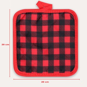 Porte-casserole de Noël 100% coton pur, résistant au four, motif à carreaux, pour la maison. - Product Image 5