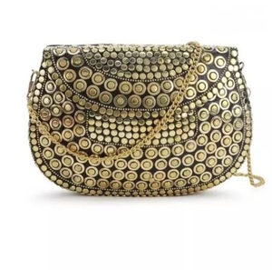 Gold Plated Brass Clutch <b>Bag</b> With <b>Studs</b> Irregular Shape Fashion Metal Craft Art Collectible - Product Image 1