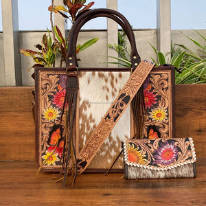 ชุดกระเป๋าสตางค์ผู้หญิงหนังแบบตะวันตกลายดอกไม้ - Product Image 2