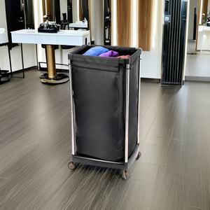 Chariot <span class=keywords><strong>à</strong></span> serviettes roulant pour salon avec <span class=keywords><strong>sac</strong></span> en tissu amovible, chariot <span class=keywords><strong>de</strong></span> blanchisserie robuste <span class=keywords><strong>à</strong></span> structure métallique pour spa et salon <span class=keywords><strong>de</strong></span> coiffure - Product Image 1