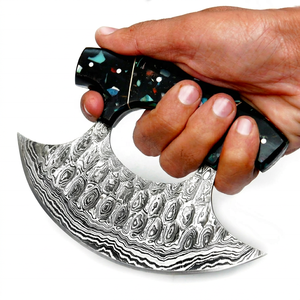 Nuevo Cuchillo Ulu de Acero de Damasco, Cortador de Pizza, Mezzaluna, para Deshuesar, con Punta de Gota, para Rebanar y Picar, para Camping, con Mango de Madera, Sheikh - Product Image 2