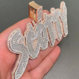 Colgante Hip Hop con Nombre en Corte Baguette, Personalizable con Nombre/Número/Logotipo, Colgante de Moissanita VVS1 D en Corte Baguette - Product Image 1