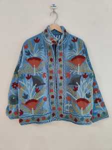 Velvet Suzani Hand Embroidered <b>Jacket</b> Handmade Indian Style Coat Boho <b>Bridal</b> Robe Festival <b>Jacket</b> Gift For Her-Him - Product Image 2