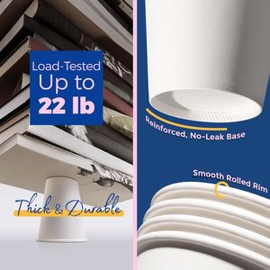 Paquete de 50 Vasos Desechables de Papel Resistente para Café Caliente de 12 oz con Tapas Antiderrames y Fundas para Llevar, Ideales para Uso Doméstico - Product Image 4