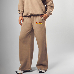 Pantalon de survêtement décontracté d'hiver pour femme, en molleton polyester/coton de haute qualité, avec dentelle, taille élastique oversize, respirant, style Hip Hop, vente en gros - Product Image 1
