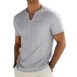 T-shirt décontracté pour homme, respirant, en polyester 320g, manches courtes, col rond, tricoté, coupe classique, couleur unie - Product Image 6