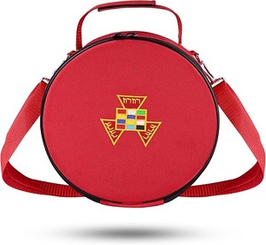 Étui à couronne brodé pour ancien Grand Prêtre de l'Arche Royale Maçonnique – Sac de rangement rond haut de gamme pour insignes avec bandoulière et poignée - Product Image 4