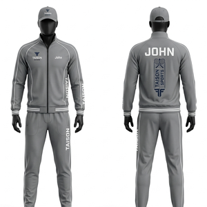 Conjunto Deportivo de Tenis Premium de Poliéster y Spandex de 280 GSM, Gris con Paneles de Ribete en Contraste, Logotipo Personalizado con Transferencia Térmica - Product Image 1