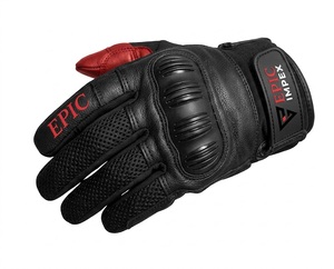 Colección de Guantes de Motocicleta, Guantes de Cuero Vacuno Negro para Motociclismo con Protección para los Nudillos y Detalles Rojos - Product Image 4