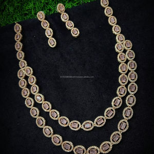 Classic American Diamond Bridal Jewelry Set Two-Piece <b>Necklace</b> <b>and</b> <b>Earrings</b> for Wedding Fashionable Classic Style - Product Image 1