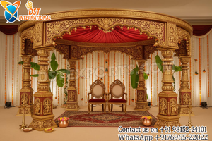 Mandap de mariage de style Grand Maharani, Mandap de mariage indien traditionnel avec piliers ornés, Mandap extérieur Raj Mahal USA - Product Image 2