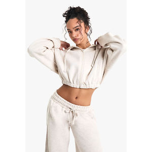 Customize <b>Cropped</b> Hoodie Woman Oem Sports Workout <b>Cropped</b> Hoodie For Women Cheap <b>Cropped</b> <b>Zip</b> <b>Up</b> Hoodie Woman Wear women hoodies - Product Image 5