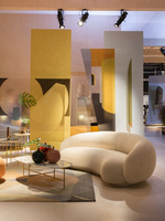 Luxuriöses Wohnzimmer-Sofa, Stoffbezogen, Geschwungene Halbmond-Lounge, Modernes Sofa