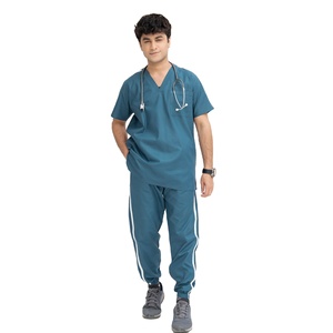 Ensemble d'uniformes médicaux pour hommes, légers, en coton respirant et confortable, pour le personnel hospitalier, avec logo et tailles personnalisés - Product Image 1