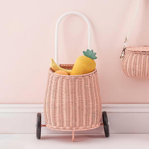 Ensemble de valises chariot en rotin pour enfants, avec panier à roulettes, accessoires inclus, prix le plus bas - Product Image 2