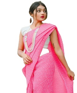 Bollywood Designer Saree Designer Miroir Travail Fleur Conception Tissu De Soie Doux Impression Numérique Marron Couleur Sari Avec Blouse Inde Vêtement - Product Image 1